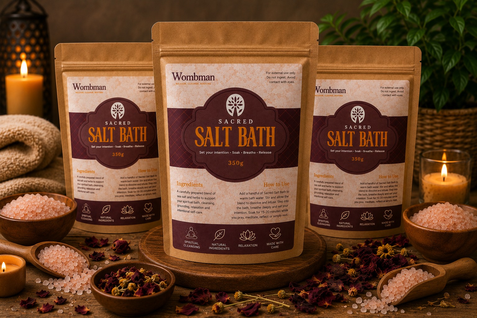 Sacred Salt Bath Botanicals and Crystals